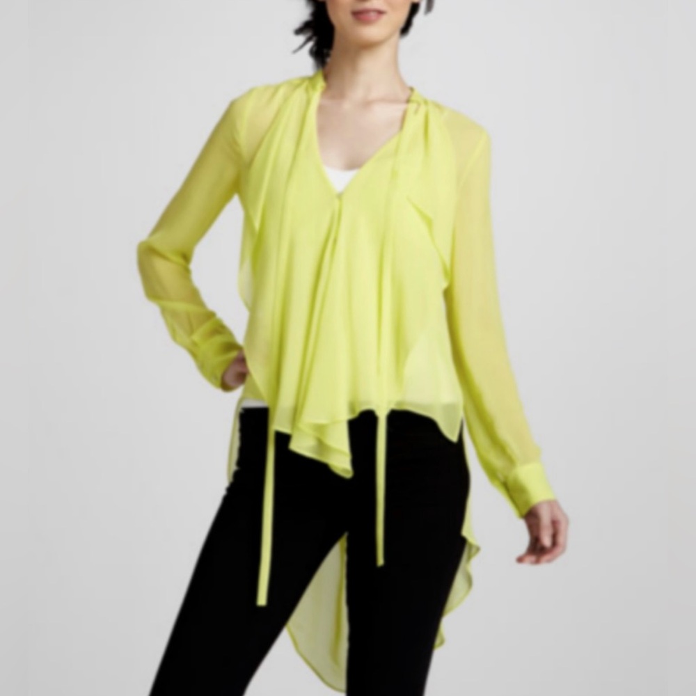 BCBGMAXAZRIA Women’s Blouse – Size S – Lemon Yellow – Perfect for Summer